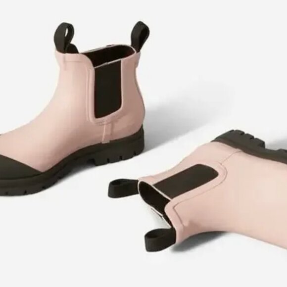 Everlane The Rain Boot Pink Black Chunky Chelsea Waterproof Ankle Rain Boots 8 - Picture 2 of 10